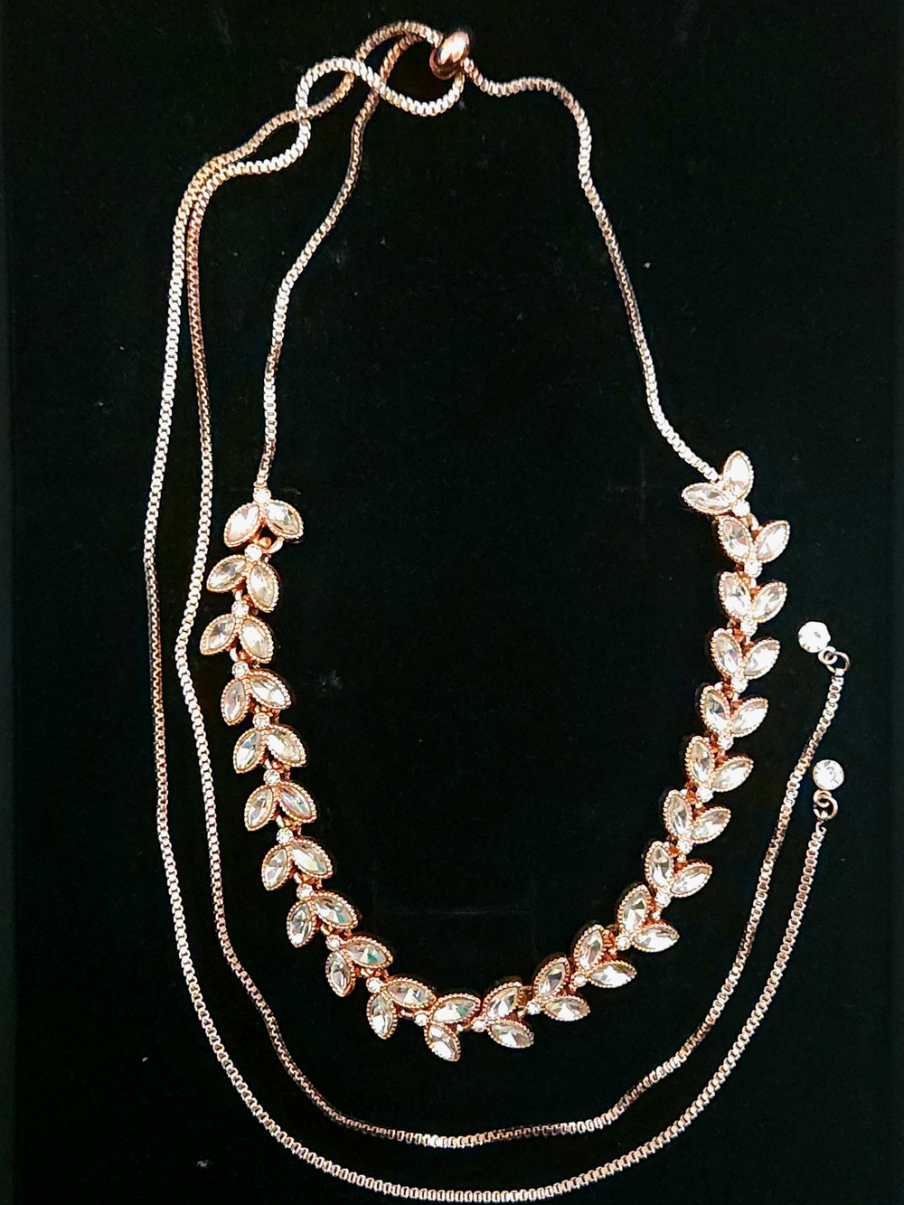 Rose Gold Leaf Crystal Necklace